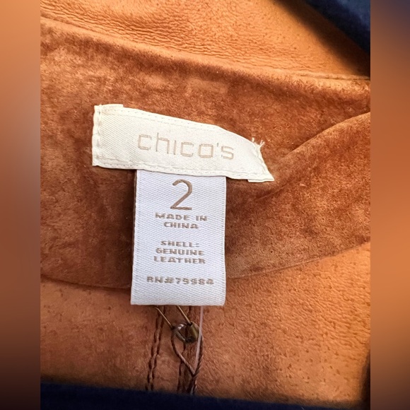 Chicos size 2 (Large) Suede Cascade Jory Jacket open front, NWT - Picture 5 of 9